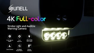 Sunell 4k luz estroboscópica a todo color y cámara de advertencia audible