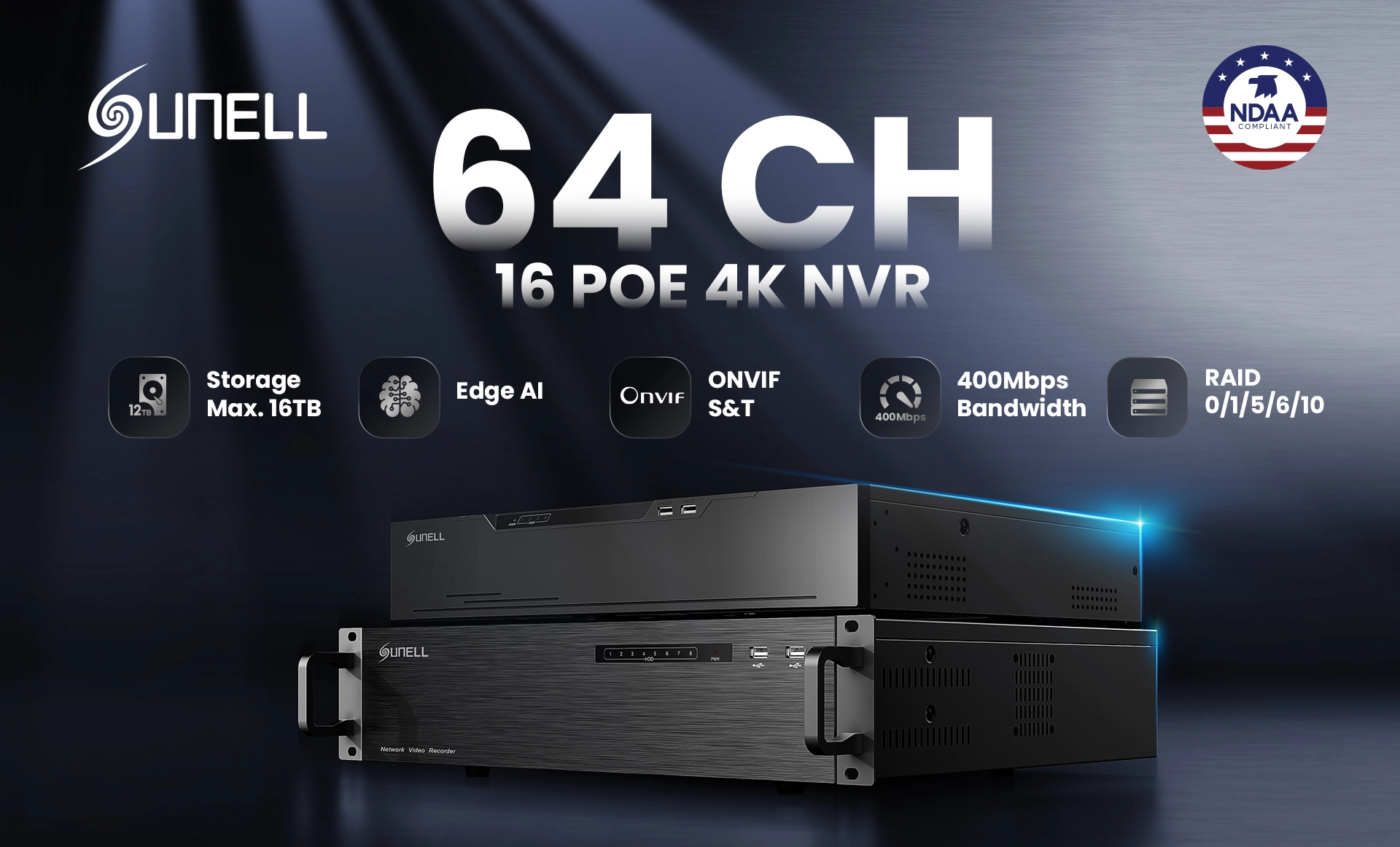 Sunell presenta la nueva generación de NVR con IA PoE de 64 canales para una solución de vigilancia sin precedentes